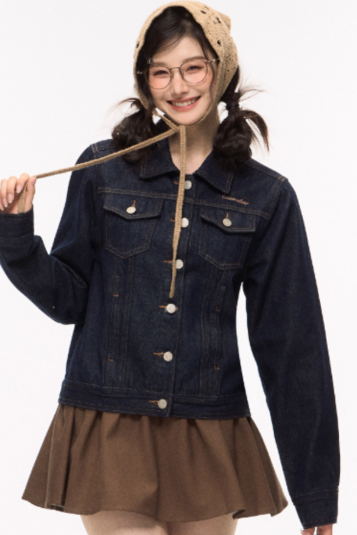 Retro Denim Jacket / Denim Wide Pants / Tiered Skirt