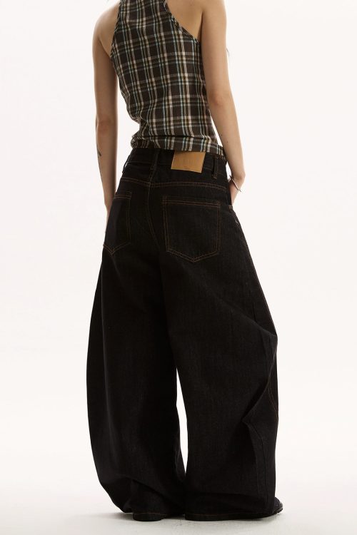 Retro Embroidered Curve Denim Pants