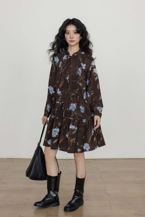 Retro Flower Print Dress