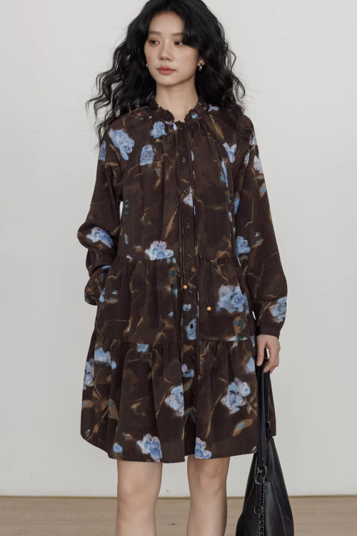 Retro Flower Print Dress