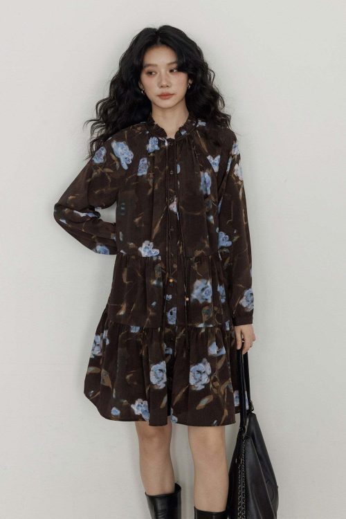 Retro Flower Print Dress