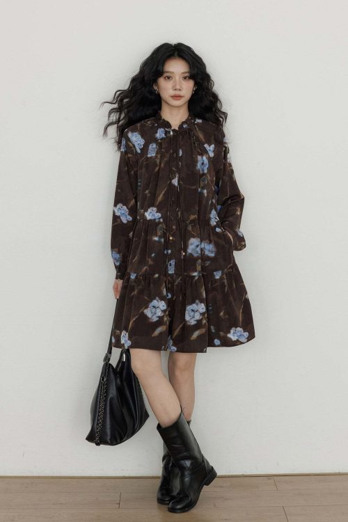 Retro Flower Print Dress