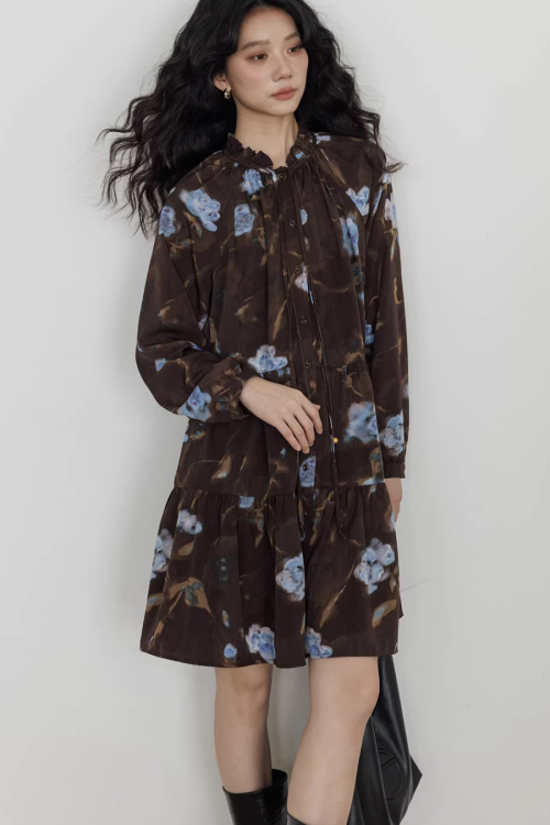 Retro Flower Print Dress