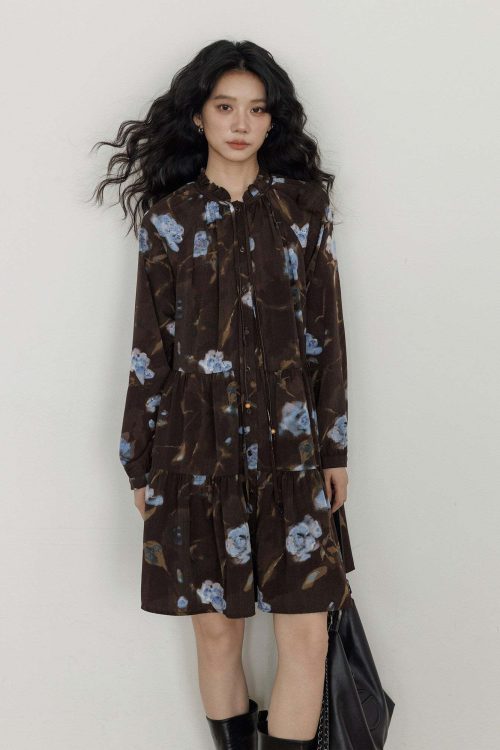 Retro Flower Print Dress