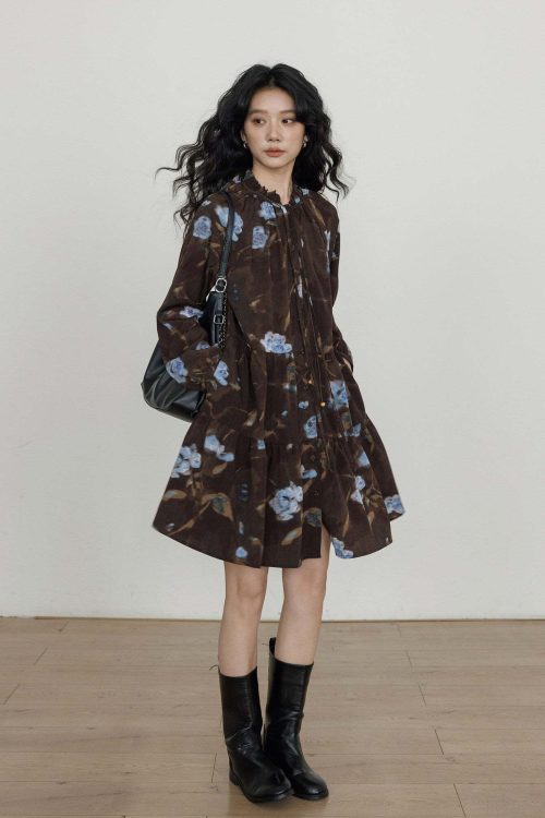 Retro Flower Print Dress