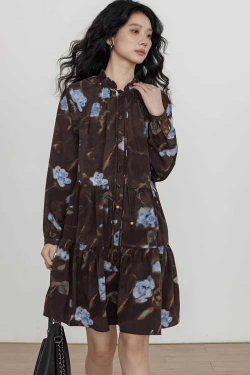 Retro Flower Print Dress