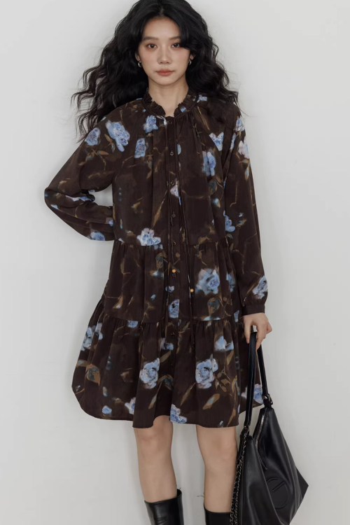 Retro Flower Print Dress