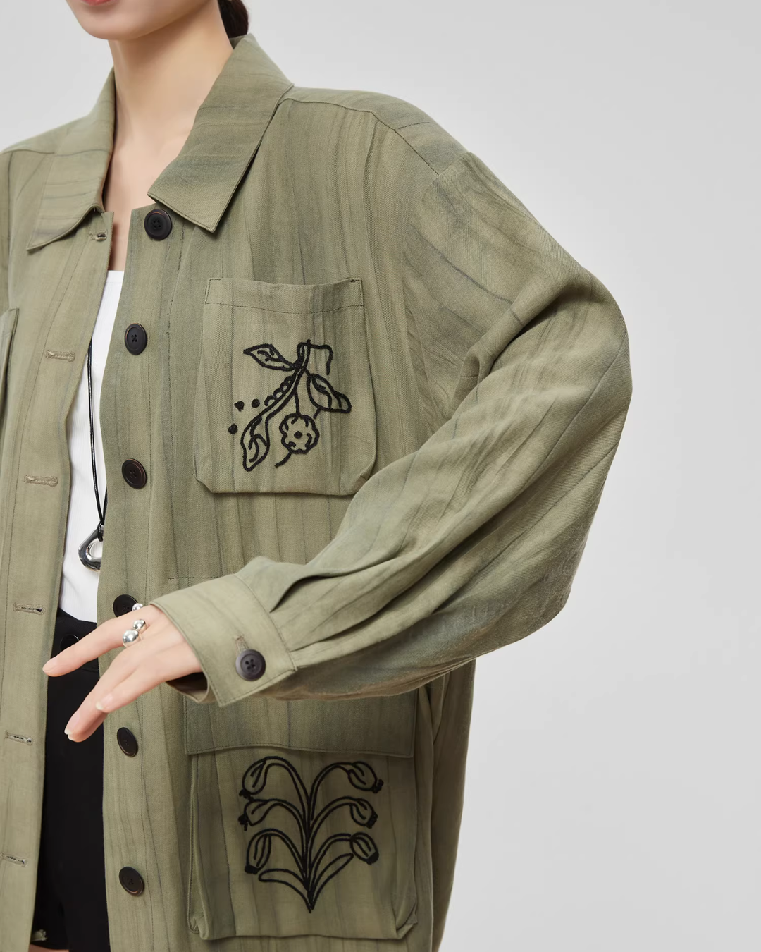 Retro Green Embroidered Shirt Retro Green Embroidered Shirt