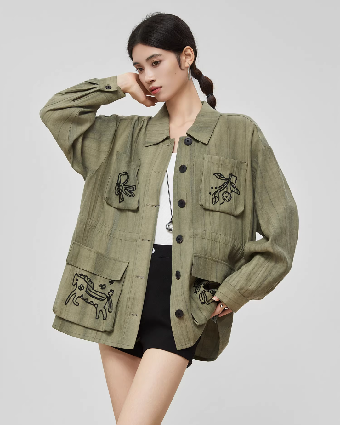 Retro Green Embroidered Shirt Retro Green Embroidered Shirt