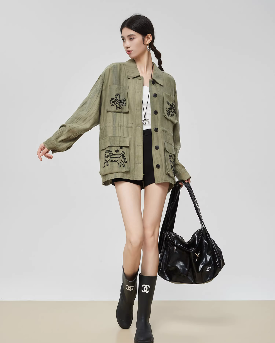 Retro Green Embroidered Shirt Retro Green Embroidered Shirt