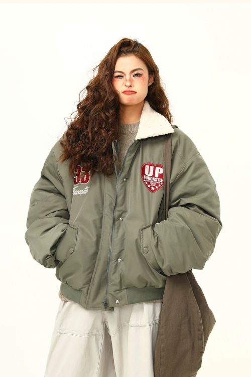 Retro Lambswool Collar Cotton Jacket