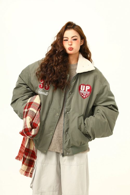 Retro Lambswool Collar Cotton Jacket