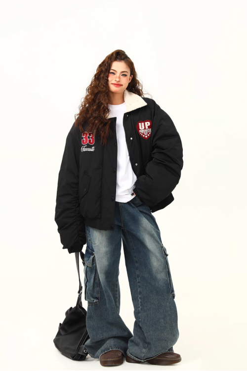 Retro Lambswool Collar Cotton Jacket