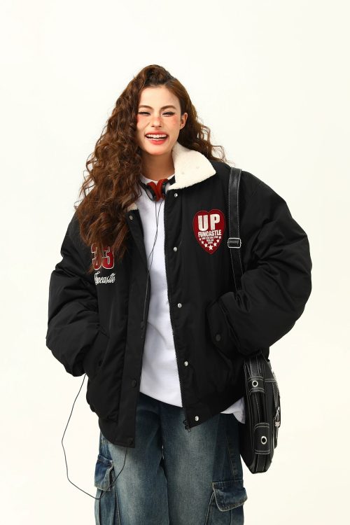 Retro Lambswool Collar Cotton Jacket