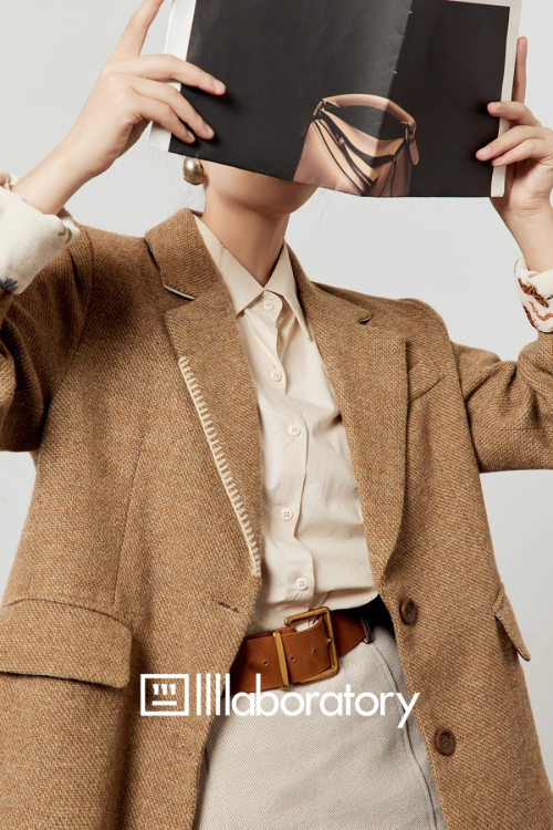 Retro Light Camel Jacket / Apricot Shirt / Mini Skirt