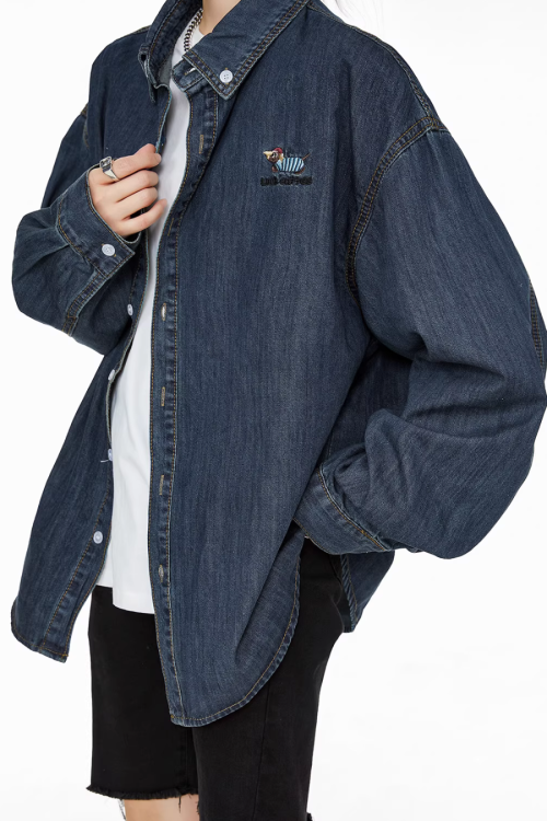 Retro Loose Silhouette Denim Shirt