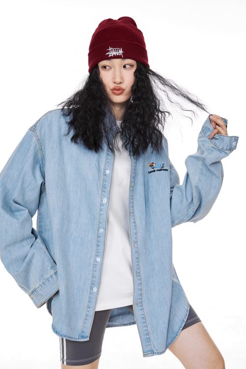 Retro Loose Silhouette Denim Shirt