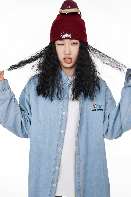 Retro Loose Silhouette Denim Shirt