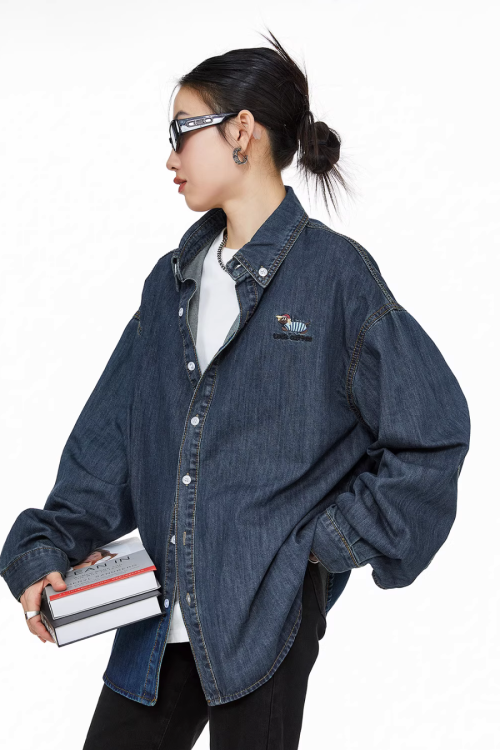 Retro Loose Silhouette Denim Shirt