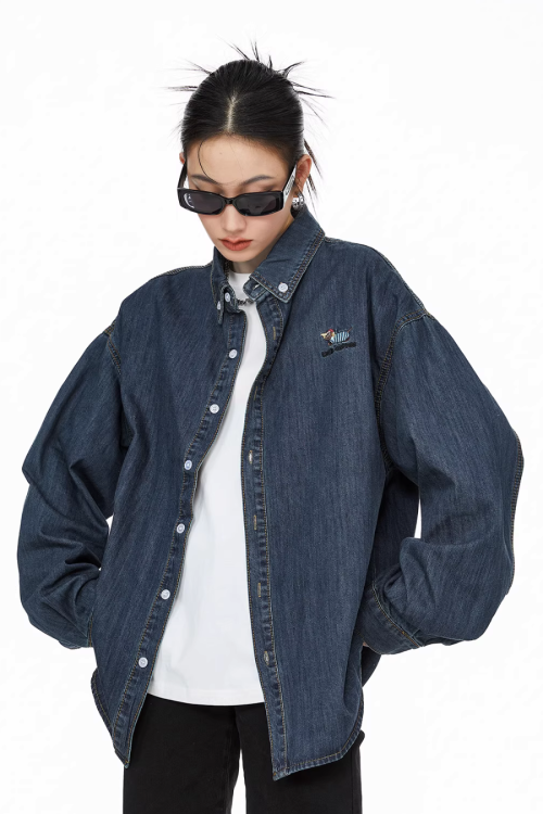 Retro Loose Silhouette Denim Shirt