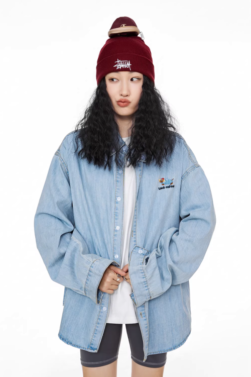 Retro Loose Silhouette Denim Shirt