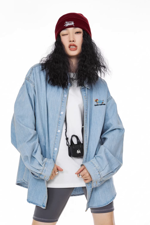 Retro Loose Silhouette Denim Shirt