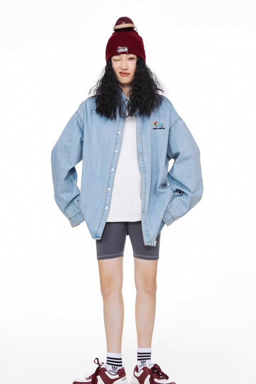 Retro Loose Silhouette Denim Shirt