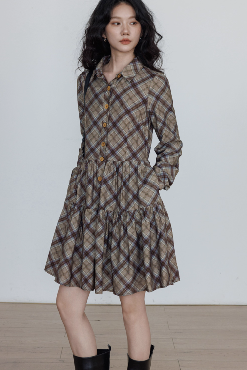 Retro Paid Flare Dress