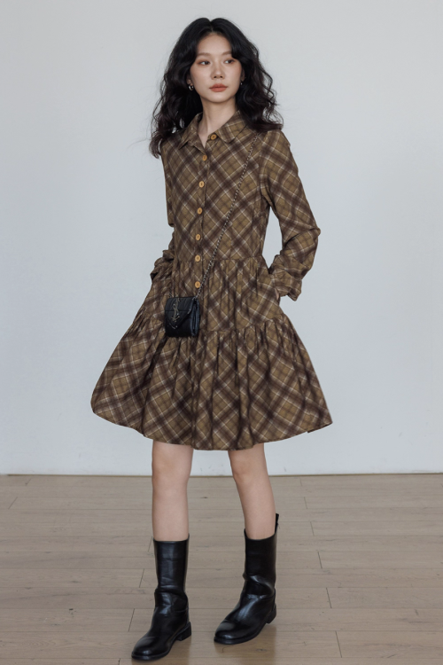 Retro Paid Flare Dress