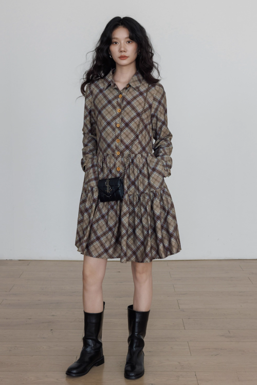 Retro Paid Flare Dress