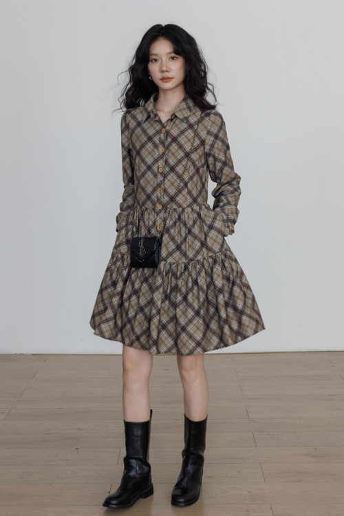 Retro Paid Flare Dress