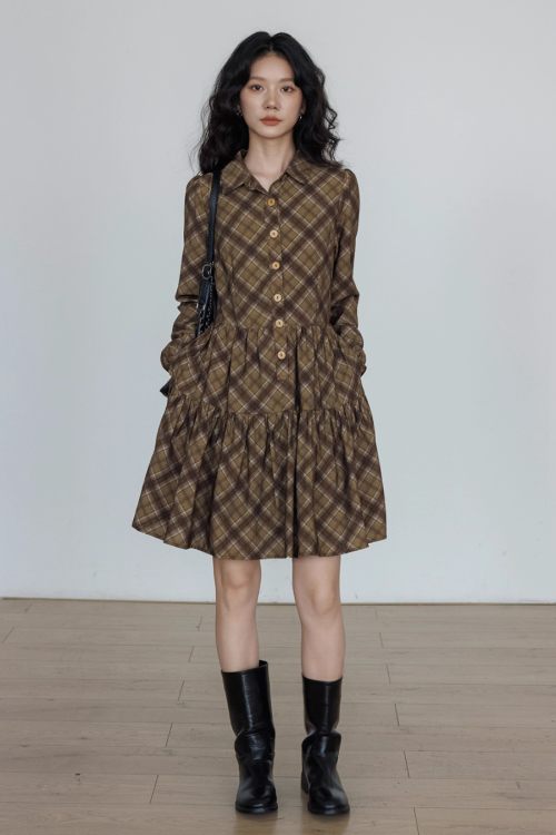 Retro Paid Flare Dress