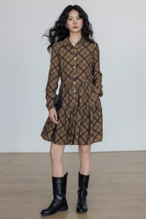 Retro Paid Flare Dress