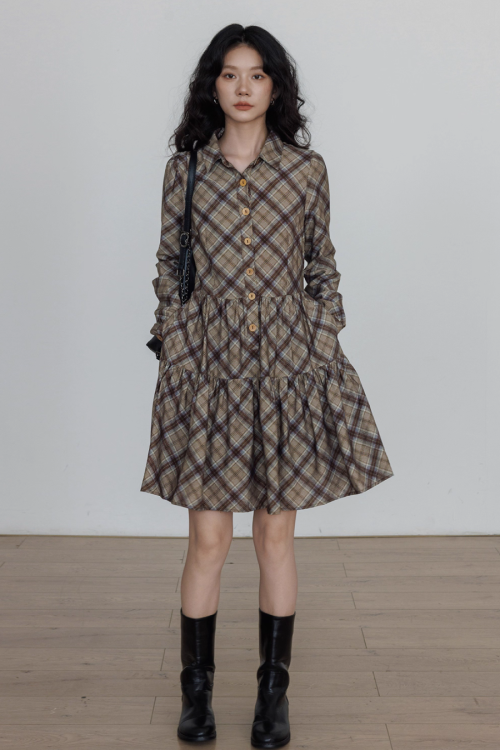 Retro Paid Flare Dress