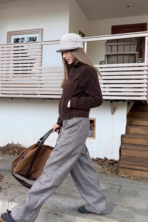 Retro Plaid Patchwork Pants