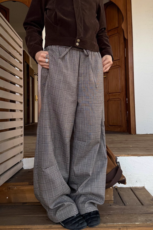 Retro Plaid Patchwork Pants