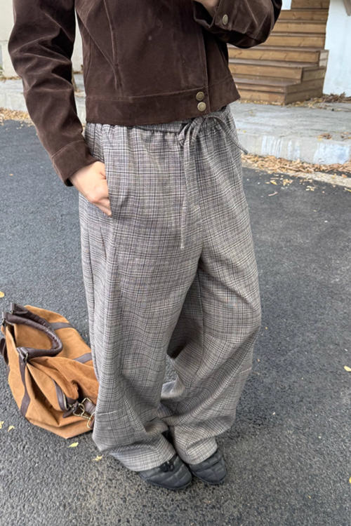 Retro Plaid Patchwork Pants