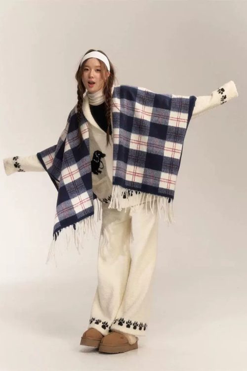 Retro Plaid Shawl Scarf