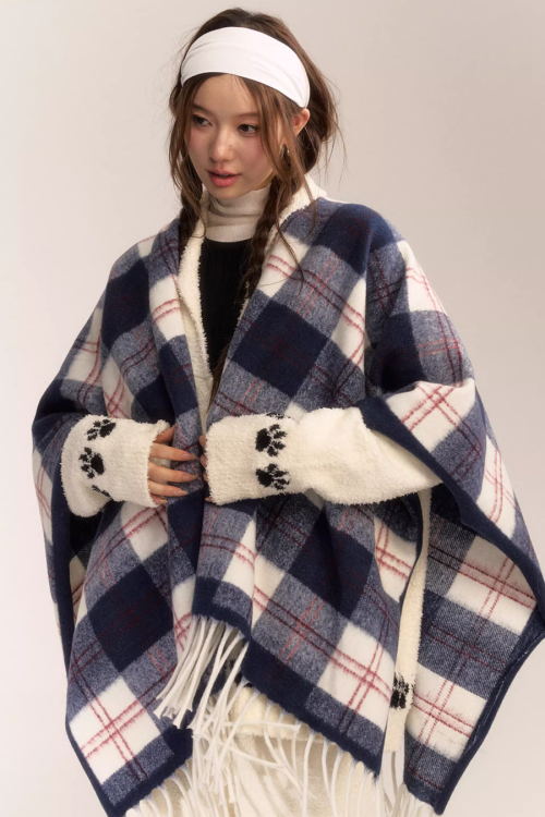 Retro Plaid Shawl Scarf