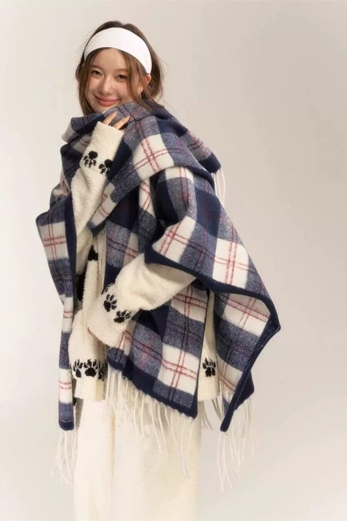 Retro Plaid Shawl Scarf
