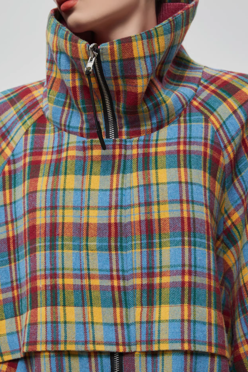 Retro Plaid Trench Coat