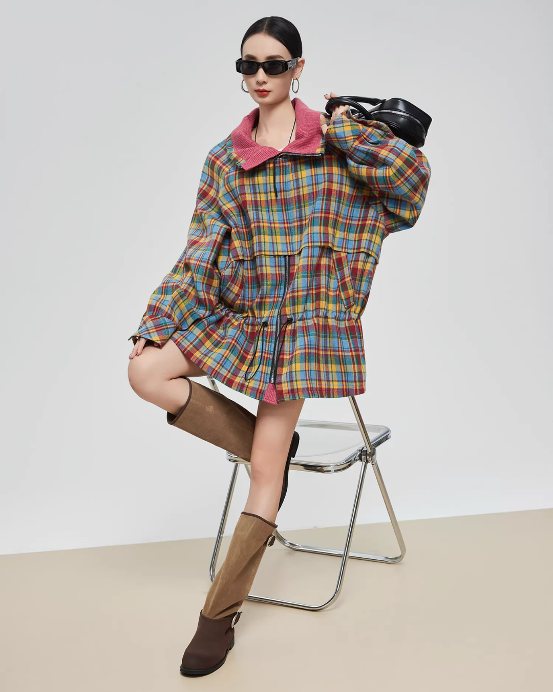 Retro Plaid Trench Coat Retro Plaid Trench Coat
