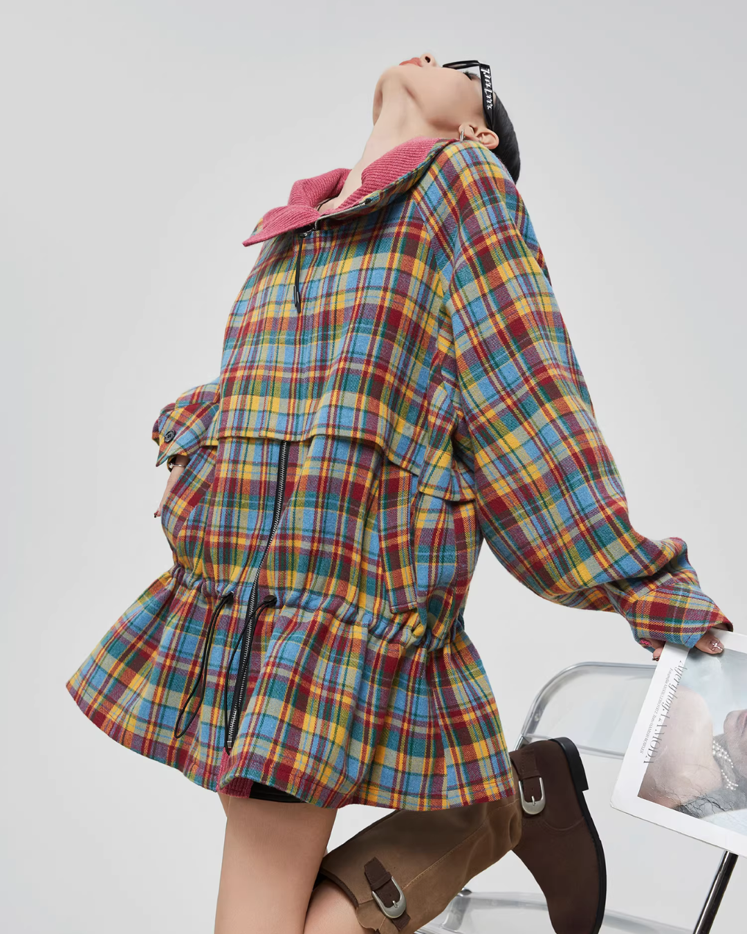 Retro Plaid Trench Coat Retro Plaid Trench Coat