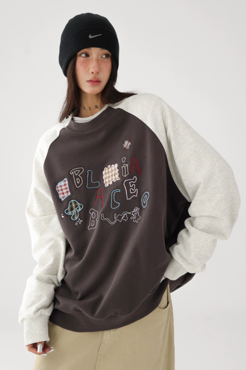 Retro Raglan Oversize Tops