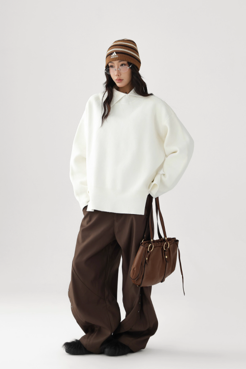 Retro Split Pullover Knit