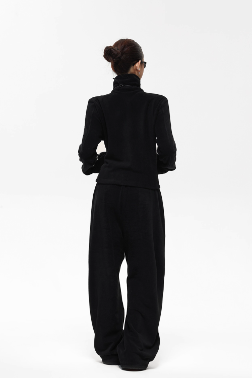 Retro Stand Collar Short Jacket / Sweatpants