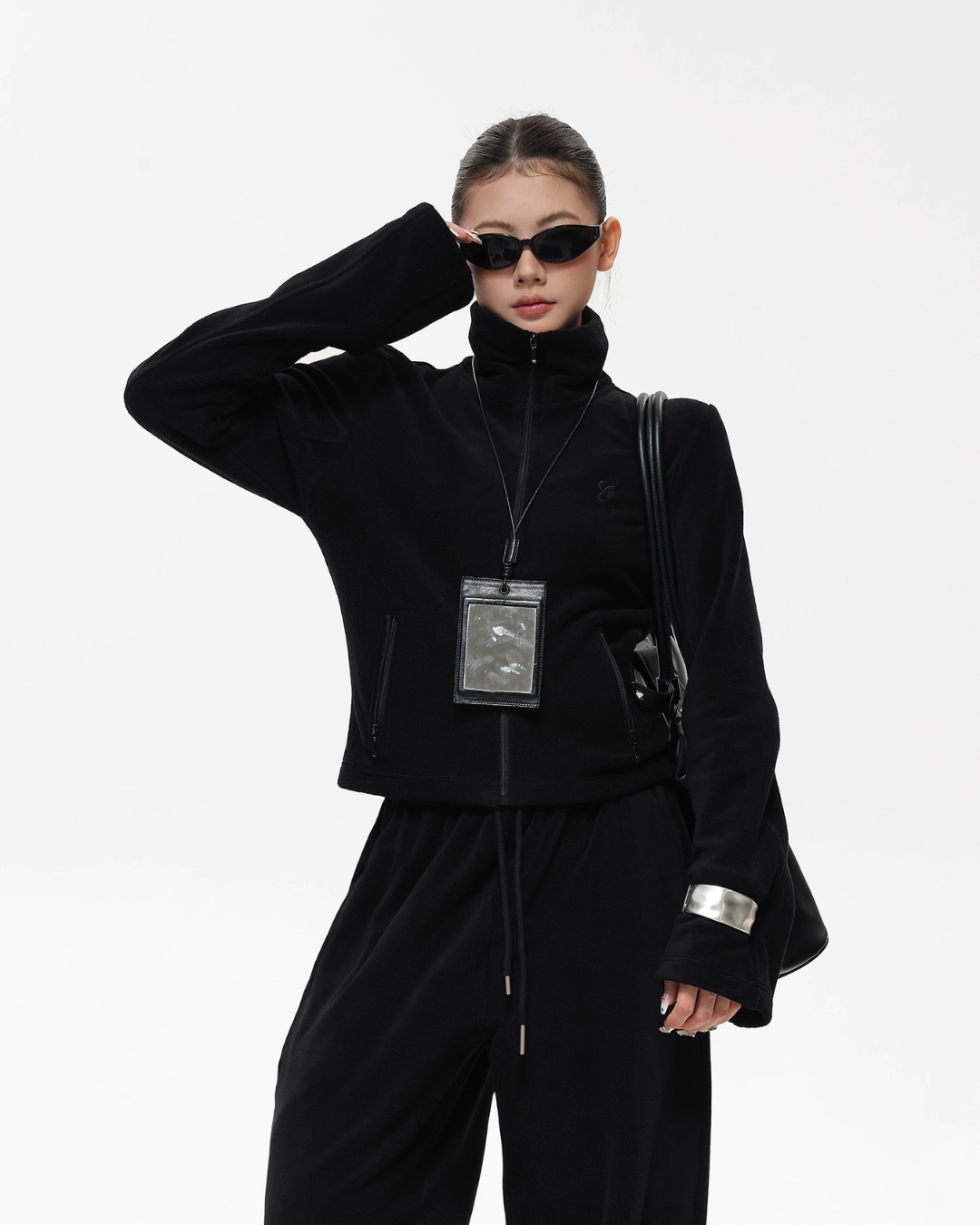 Retro Stand Collar Short Jacket / Sweatpants Retro Stand Collar Short Jacket / Sweatpants