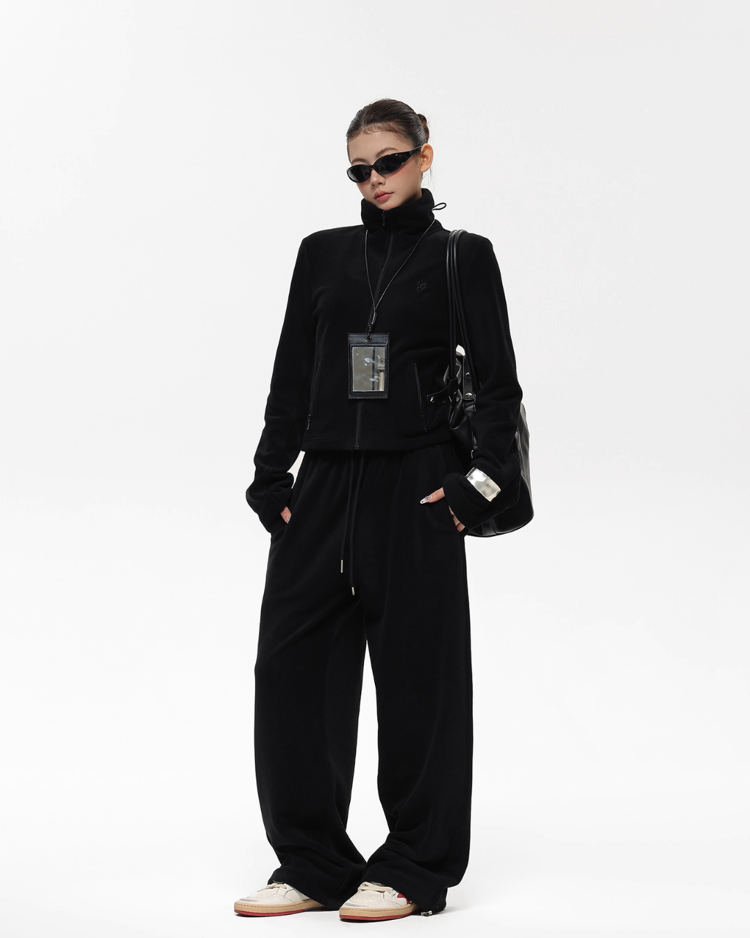 Retro Stand Collar Short Jacket / Sweatpants Retro Stand Collar Short Jacket / Sweatpants