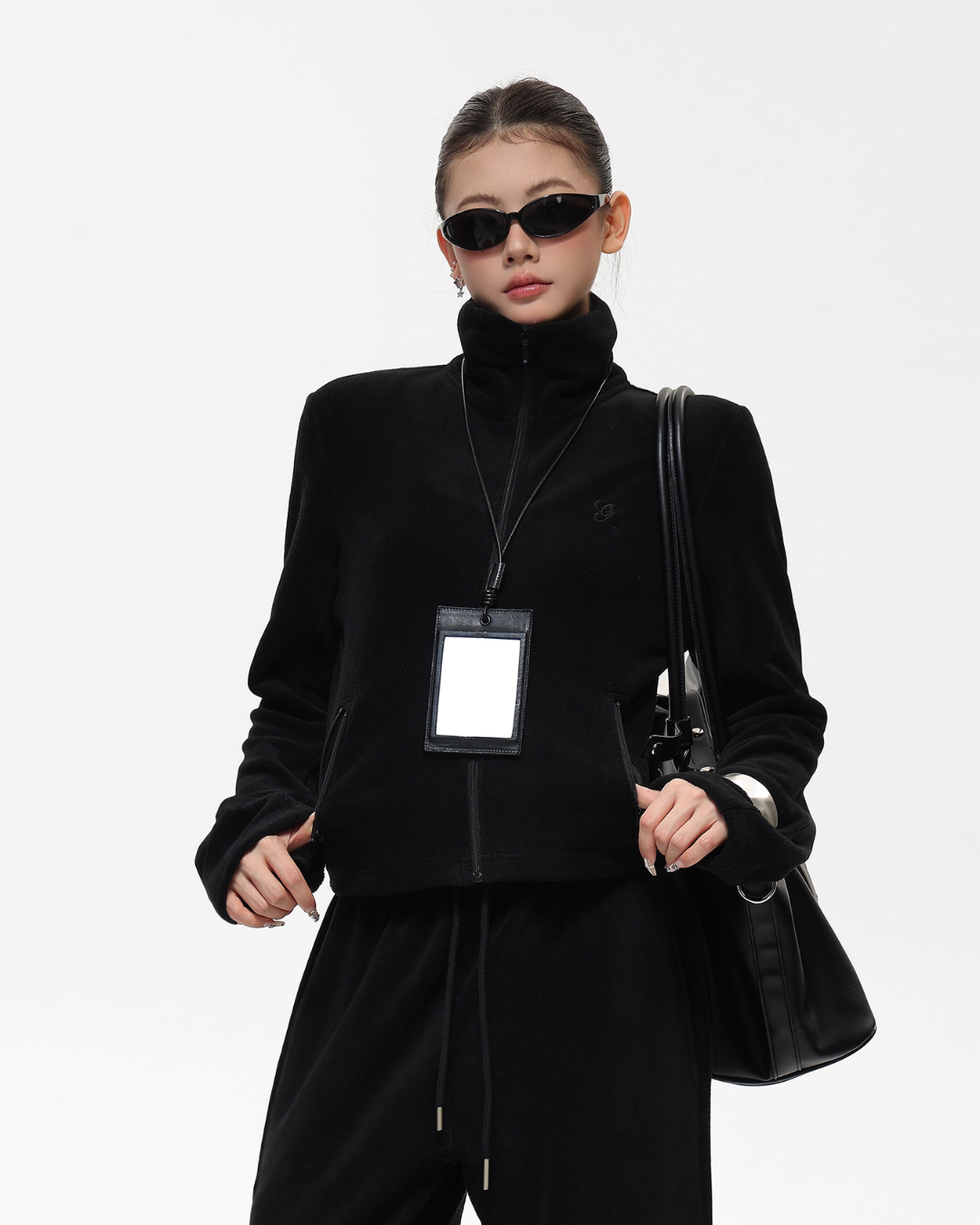 Retro Stand Collar Short Jacket / Sweatpants Retro Stand Collar Short Jacket / Sweatpants