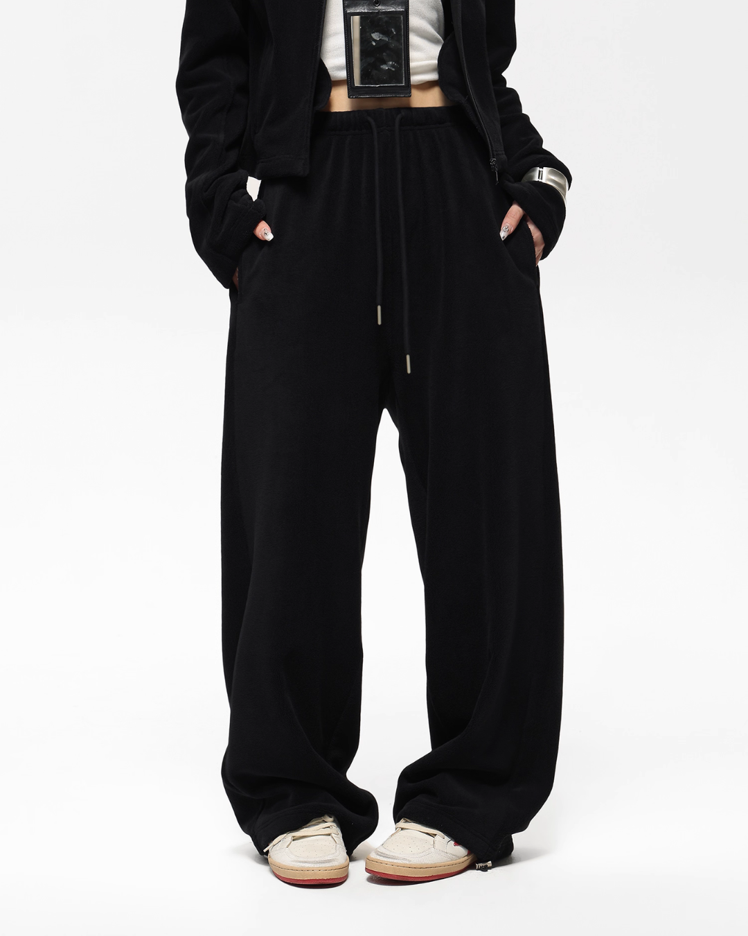 Retro Stand Collar Short Jacket / Sweatpants Retro Stand Collar Short Jacket / Sweatpants